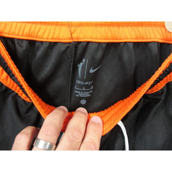 NIKE WNBA Basketball Shorts Mens Small Dri Fit Pull On Drawstring Black Orange - Picture 8 of 13